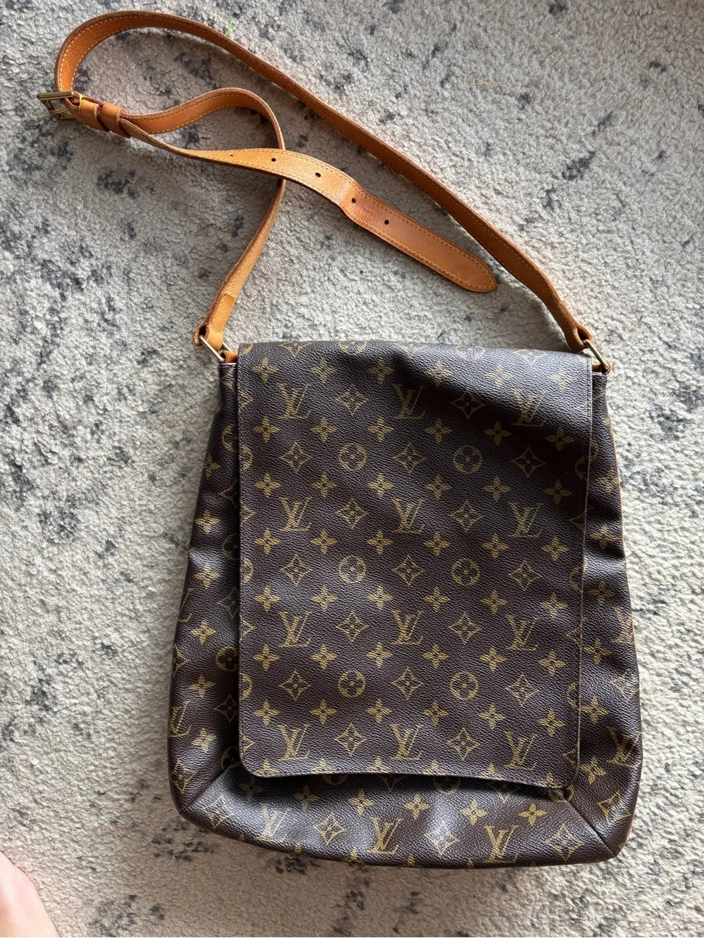 Louis Vuitton Monogram Canvas Messenger Bag with Vachetta Strap